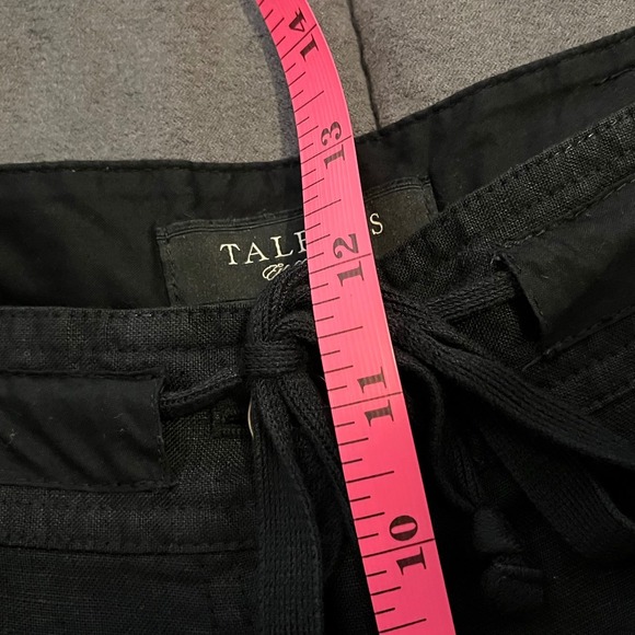 Talbots Black Pure Irish Linen Cropped Pants Size 14 Drawstring Waist Casual - Picture 8 of 10